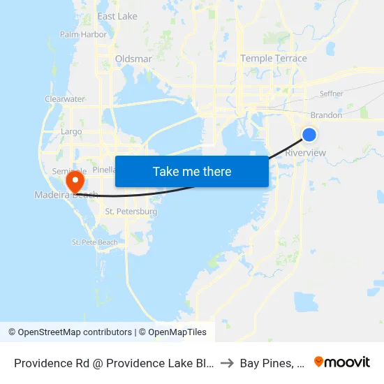 Providence Rd @ Providence Lake Blvd to Bay Pines, FL map