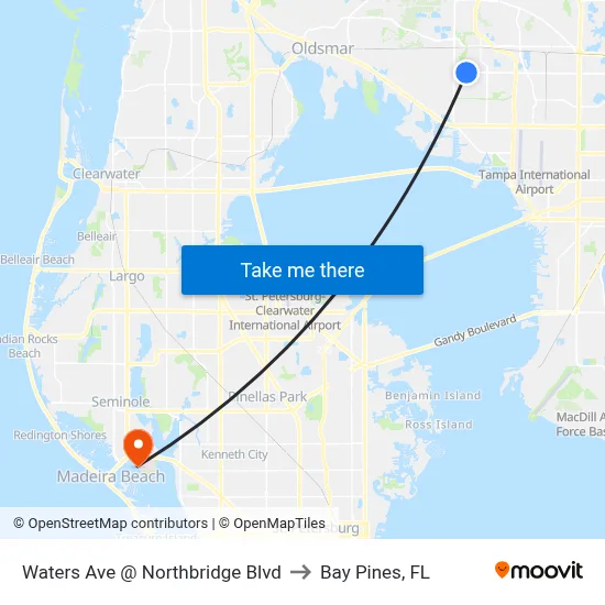 Waters Ave @ Northbridge Blvd to Bay Pines, FL map