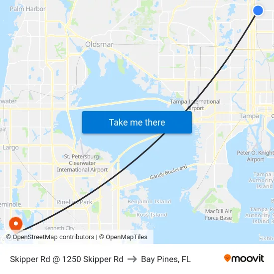 Skipper Rd @ 1250 Skipper Rd to Bay Pines, FL map
