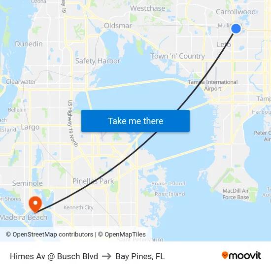 Himes Av @ Busch Blvd to Bay Pines, FL map