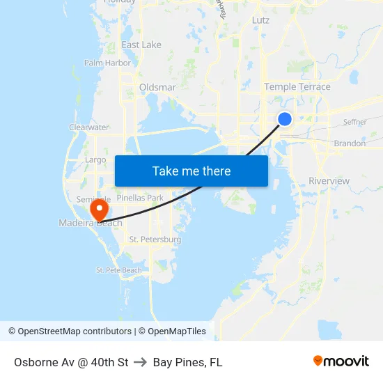 Osborne Av @ 40th St to Bay Pines, FL map