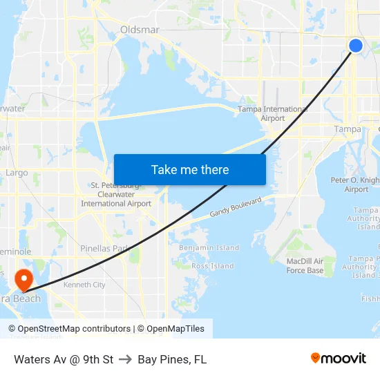 Waters Av @ 9th St to Bay Pines, FL map