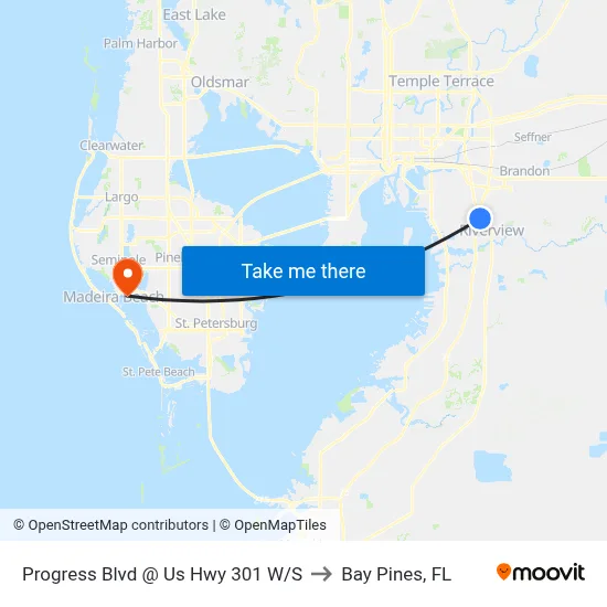Progress Blvd @ Us Hwy 301 W/S to Bay Pines, FL map