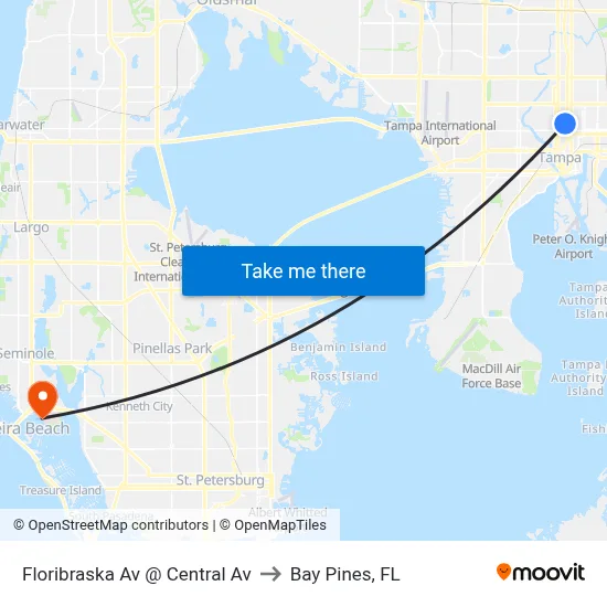 Floribraska Av @ Central Av to Bay Pines, FL map