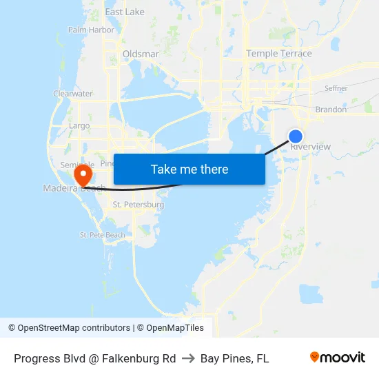 Progress Blvd @ Falkenburg Rd to Bay Pines, FL map
