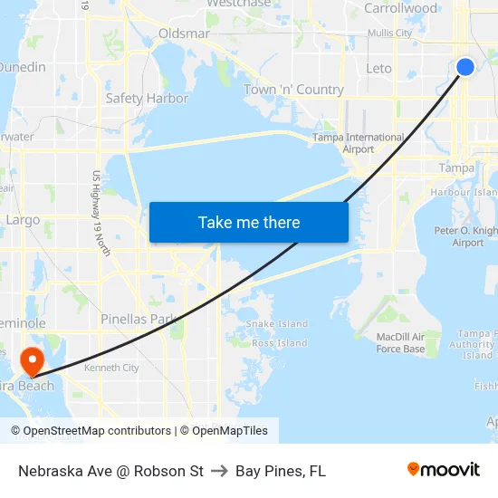 Nebraska Ave @ Robson St to Bay Pines, FL map