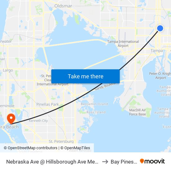 Nebraska Ave @ Hillsborough Ave Metrorapid to Bay Pines, FL map