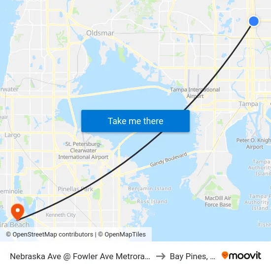 Nebraska Ave @ Fowler Ave Metrorapid to Bay Pines, FL map