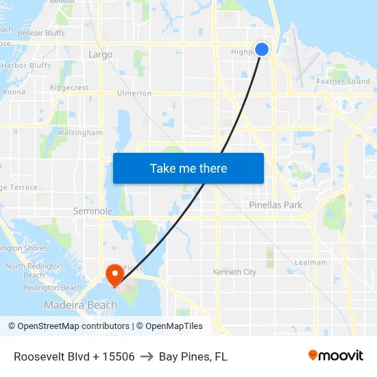 Roosevelt Blvd + 15506 to Bay Pines, FL map