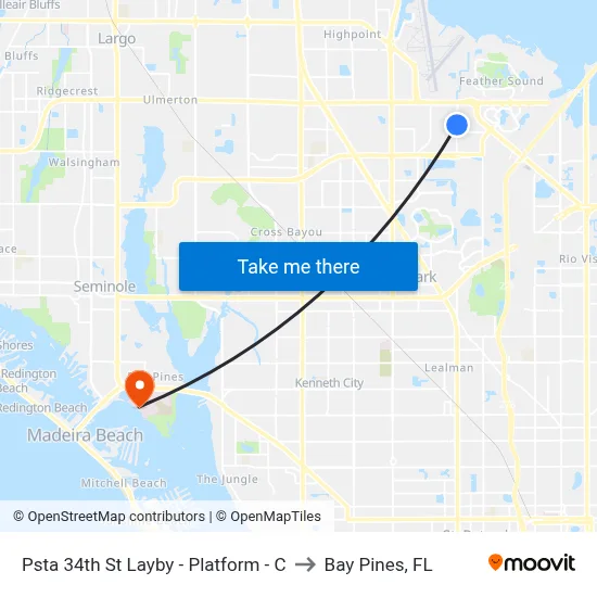 Psta 34th St Layby - Platform - C to Bay Pines, FL map
