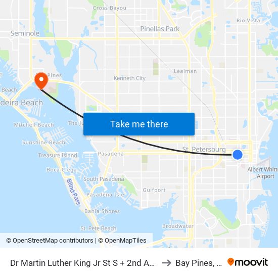 Dr Martin Luther King Jr St S + 2nd Ave S to Bay Pines, FL map