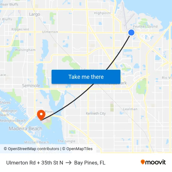 Ulmerton Rd + 35th St N to Bay Pines, FL map