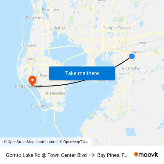 Gornto Lake Rd @ Town Center Blvd to Bay Pines, FL map