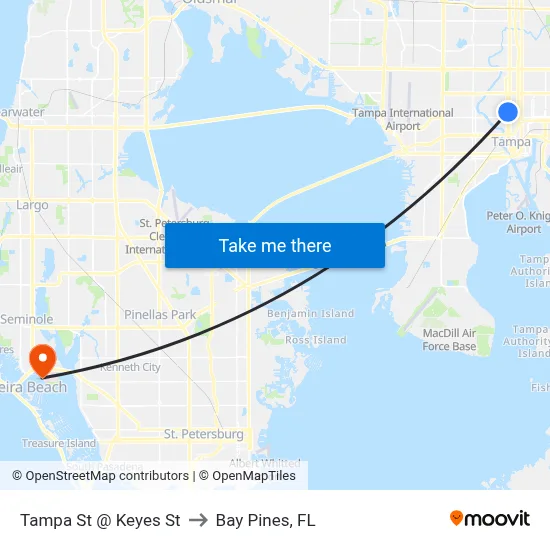 Tampa St @ Keyes St to Bay Pines, FL map