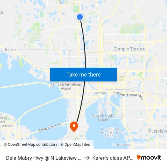 Dale Mabry Hwy @ N Lakeview Dr (1st) to Karen's class AP HUG map