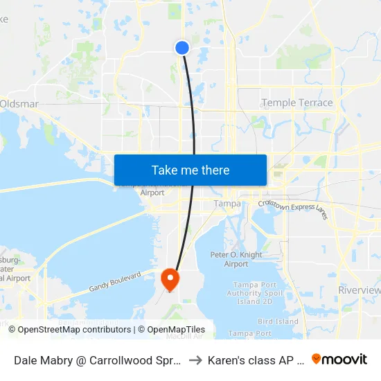 Dale Mabry @ Carrollwood Springs Bl to Karen's class AP HUG map