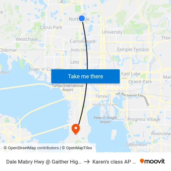 Dale Mabry Hwy @ Gaither High Sch to Karen's class AP HUG map