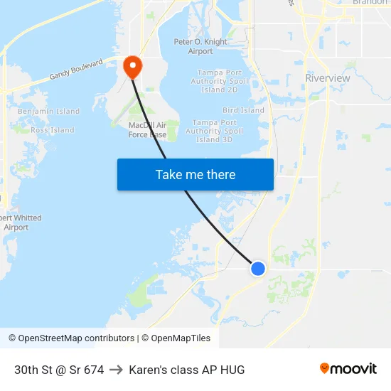 30th St @ Sr 674 to Karen's class AP HUG map