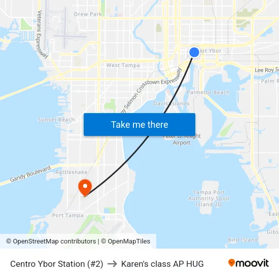 Centro Ybor Station (#2) to Karen's class AP HUG map