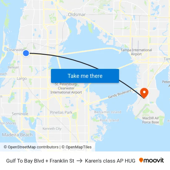 Gulf To Bay Blvd + Franklin St to Karen's class AP HUG map