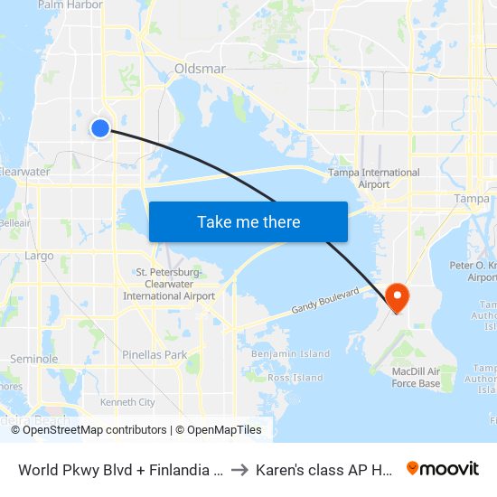 World Pkwy Blvd + Finlandia Ln to Karen's class AP HUG map