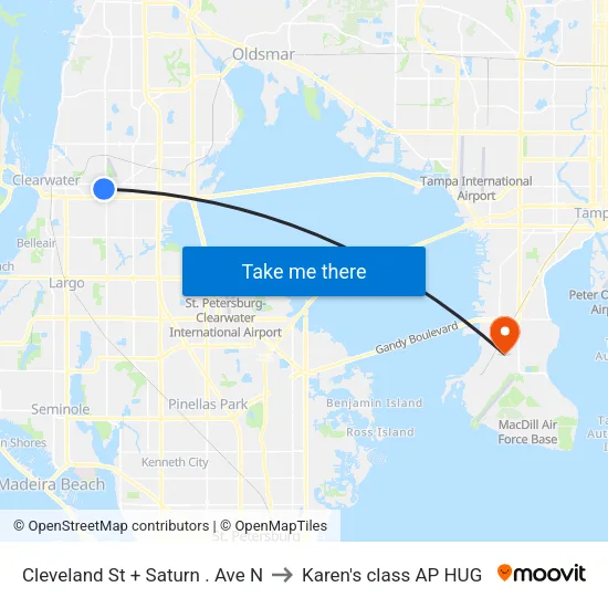 Cleveland St + Saturn . Ave N to Karen's class AP HUG map