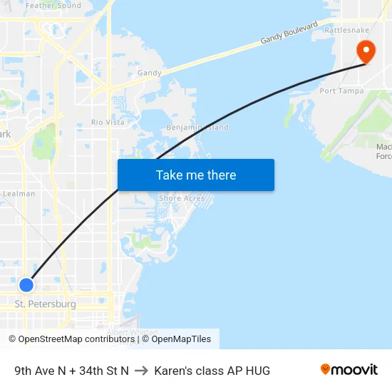 9th Ave N + 34th St N to Karen's class AP HUG map