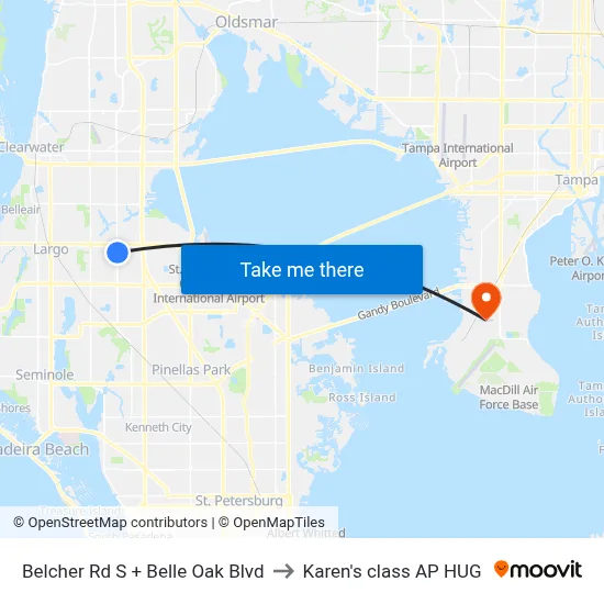 Belcher Rd S + Belle Oak Blvd to Karen's class AP HUG map