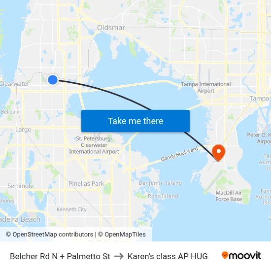 Belcher Rd N + Palmetto St to Karen's class AP HUG map