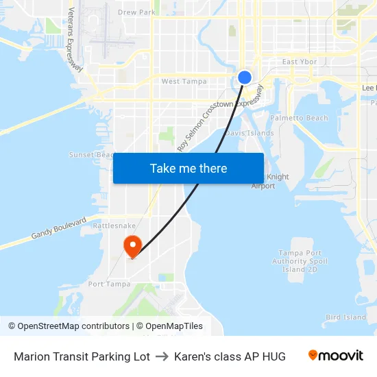 Marion Transit Parking Lot to Karen's class AP HUG map