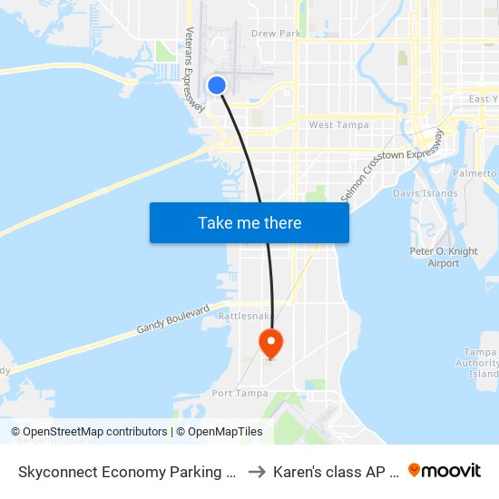 Skyconnect Economy Parking Station to Karen's class AP HUG map