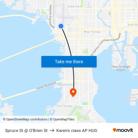 Spruce St @ O'Brien St to Karen's class AP HUG map