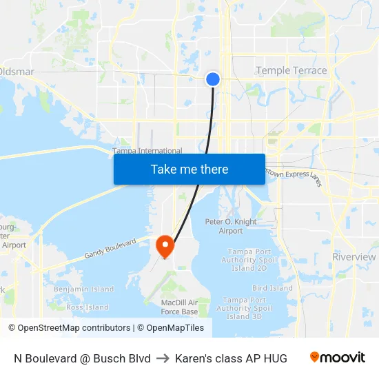 N Boulevard @ Busch Blvd to Karen's class AP HUG map