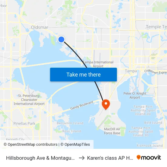 Hillsborough Ave & Montague St to Karen's class AP HUG map