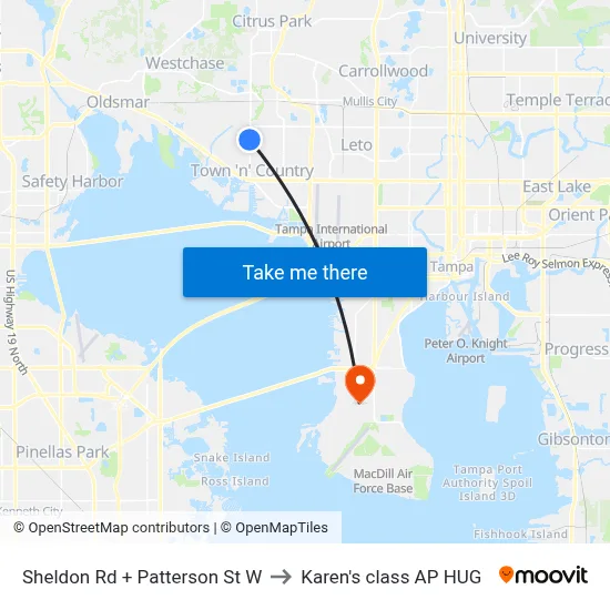 Sheldon Rd + Patterson St W to Karen's class AP HUG map