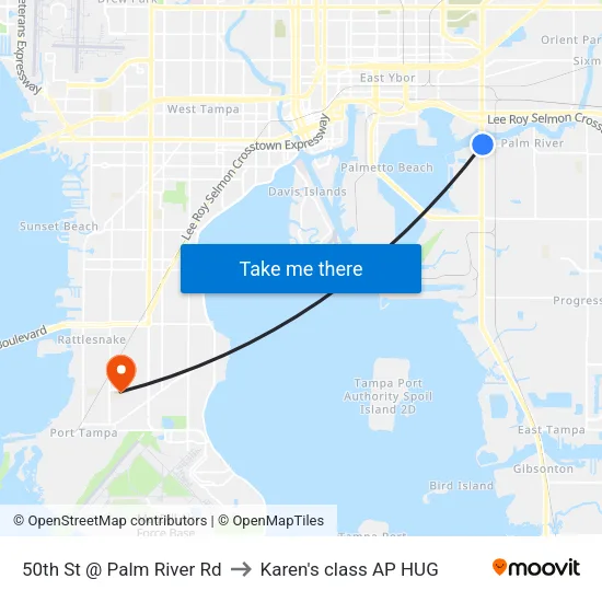 50th St @ Palm River Rd to Karen's class AP HUG map