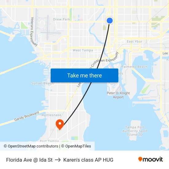 Florida Ave @ Ida St to Karen's class AP HUG map