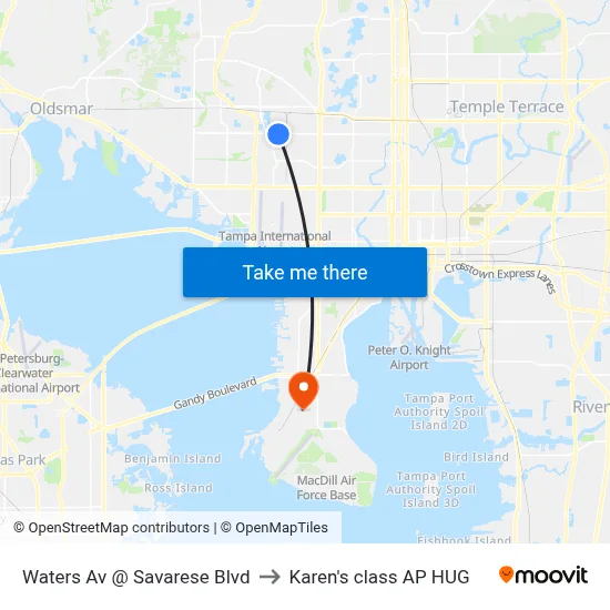 Waters Av @ Savarese Blvd to Karen's class AP HUG map