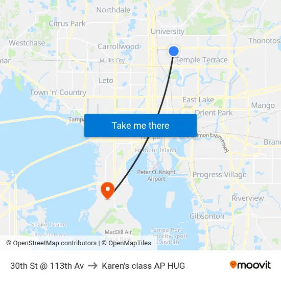 30th St @ 113th Av to Karen's class AP HUG map