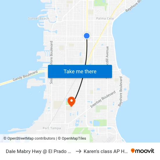 Dale Mabry Hwy @ El Prado Blvd to Karen's class AP HUG map
