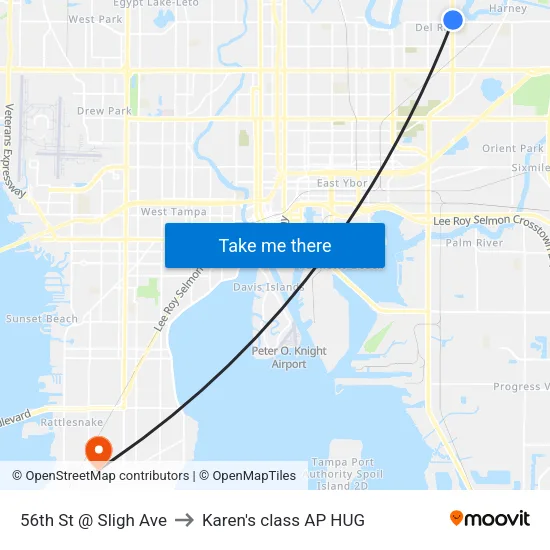 56th St @ Sligh Ave to Karen's class AP HUG map