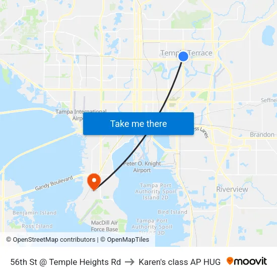 56th St @ Temple Heights Rd to Karen's class AP HUG map