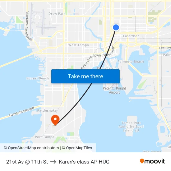 21st Av @ 11th St to Karen's class AP HUG map