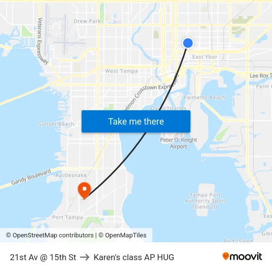21st Av @ 15th St to Karen's class AP HUG map