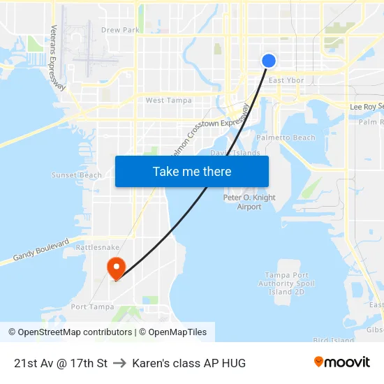 21st Av @ 17th St to Karen's class AP HUG map