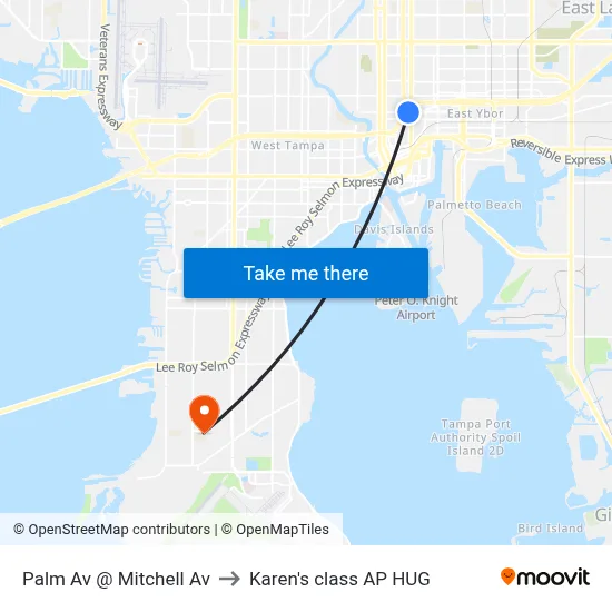 Palm Av @ Mitchell Av to Karen's class AP HUG map