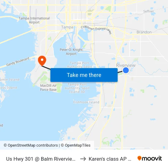 Us Hwy 301 @ Balm Riverview Rd to Karen's class AP HUG map