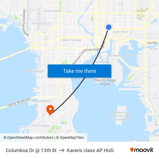 Columbus Dr @ 13th St to Karen's class AP HUG map