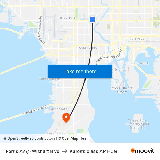 Ferris Av @ Wishart Blvd to Karen's class AP HUG map