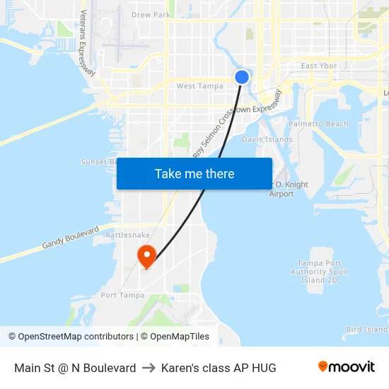 Main St @ N Boulevard to Karen's class AP HUG map